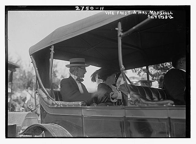 Secretary of War, Lindley Miller Garrison (1864-1932) and his wife, Lois Irene Kimsey Marshall, arriving at the Gettysburg Reunion (the Great Reunion) of July 1913, which commemorated the 50th anniversary of the Battle of Gettysburg. Credit: Library of Congress.