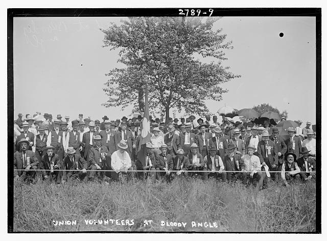 12th Pennsylvania Volunteers at the Gettysburg Reunion (the Great Reunion) of July 1913, which commemorated the 50th anniversary of the Battle of Gettysburg. Credit: Library of Congress.
