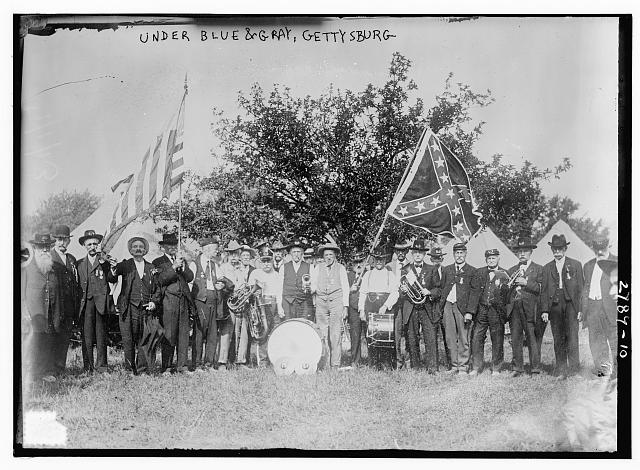 Under blue and gray – Gettysburg. Photo shows the Gettysburg Reunion (the Great Reunion) of July 1913, which commemorated the 50th anniversary of the Battle of Gettysburg. Credit: Library of Congress