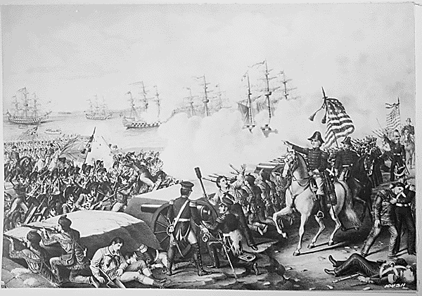 Battle of New Orleans, January 1815. Copy of lithograph by Kurz and Allison, published 1890. Credit: National Archives.