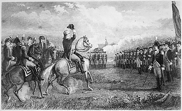 Washington taking command of the American Army at Cambridge, 1775. Credit: National Archives.
