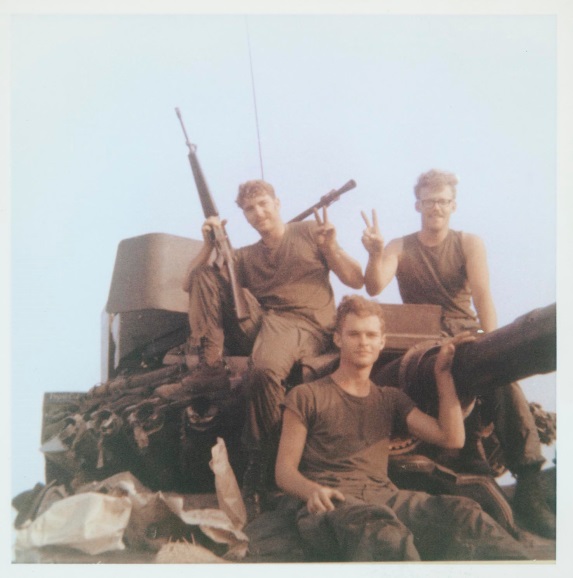 Alpha Troop, 1st Squadron, 11th Armored troopers posing on a Sheridan tank, post battle (courtesy of former SP4 George Burks)