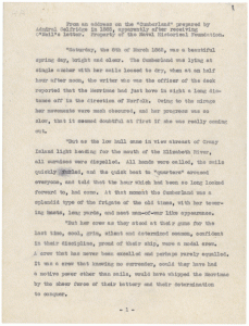 Rear Admiral Thomas O. Selfridge’s Address on the March 8, 1862, battle of the U.S. Frigate Cumberland and the Merrimac (CSS Virginia) Credit: National Archives.