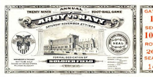 1926 Army Navy game ticket. Image: Special Collections & Archives Department, Nimitz Library, United States Naval Academy. 