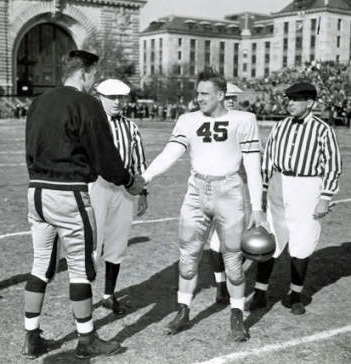 Army Navy Game 1942 Capt Cameron #34 and Mazur #45. Photo: Special Collections & Archives Department, Nimitz Library, United States Naval Academy. 