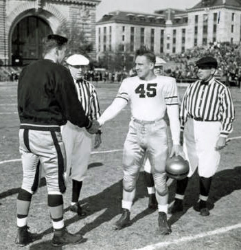 Army Navy Game 1942 Capt Cameron #34 and Mazur #45. Photo: Special Collections & Archives Department, Nimitz Library, United States Naval Academy.