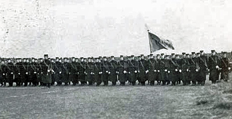 1910: The Brigade of Midshipmen marches on the field. Photo and caption: Special Collections & Archives Department, Nimitz Library, United States Naval Academy. 