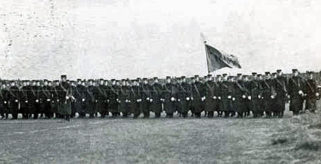 1910: The Brigade of Midshipmen marches on the field. Photo and caption: Special Collections & Archives Department, Nimitz Library, United States Naval Academy.