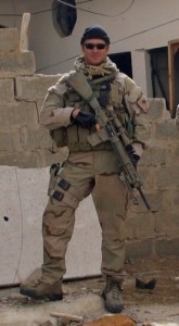 All kitted up with his Mk-12 sniper rifle, the gun he was carrying when he rescued the trapped Marines and reporters in Fallujah. Image and caption: Courtesy of William Morrow.