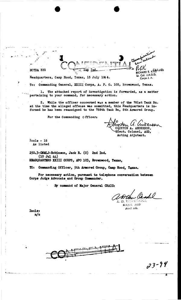 The Charge Sheet was dated July 17 and signed July 19 by Maj Henry Daugherty
