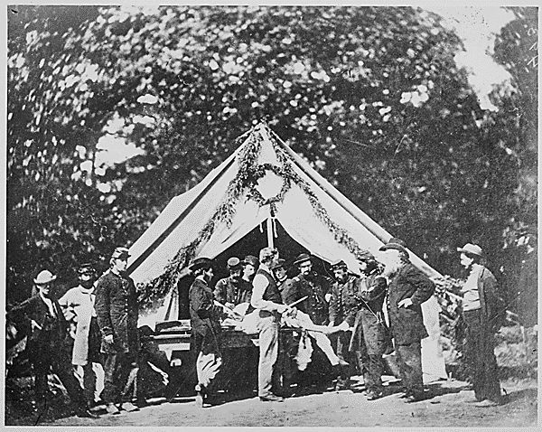 Amputation being performed in a hospital tent, Gettysburg, 07/1863. Credit: National Archives.