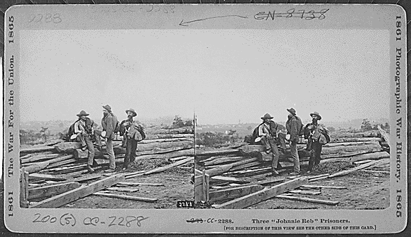 Three “Johnnie Reb” prisoners captured at Gettysburg, 1863. Credit: National Archives.