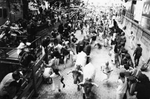 The author, Peter Milligan alone bottom right, with perfectly ironed white pants, with the entire herd in tow.