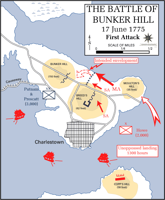 Map of The Battle of Bunker Hill.