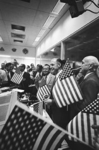 Officials celebrating the successful conclusion of the Apollo 11 lunar landing mission.