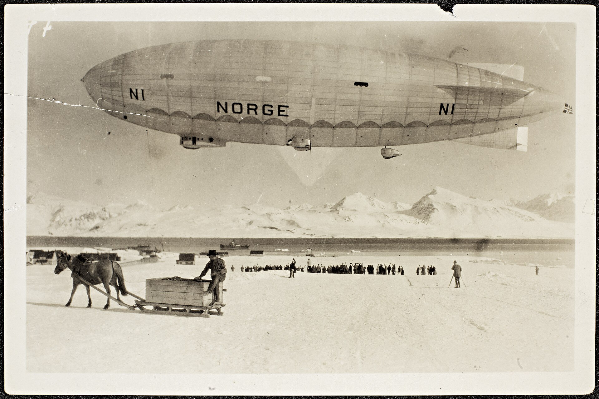 The Norge on May 11, 1926, as it ascends to fly over the North Pole.