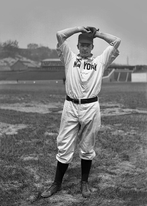 New York Giants hurler Christy Mathewson is pictured here in his windup early on in his Hall of Fame career.