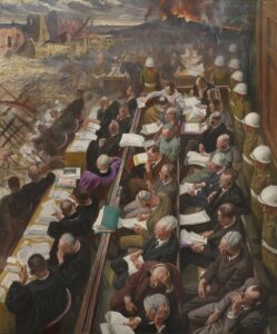 The Nuremberg Trial, 1946, by Dame Laura Knight; Public domain. Courtesy of Wikimedia Commons